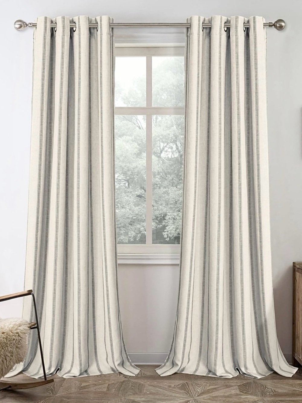 DriftAway Farmhouse Blackout Striped Curtain Panels 84” Set of 4